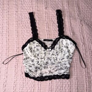 Forever 21 Black and White Floral Camisole